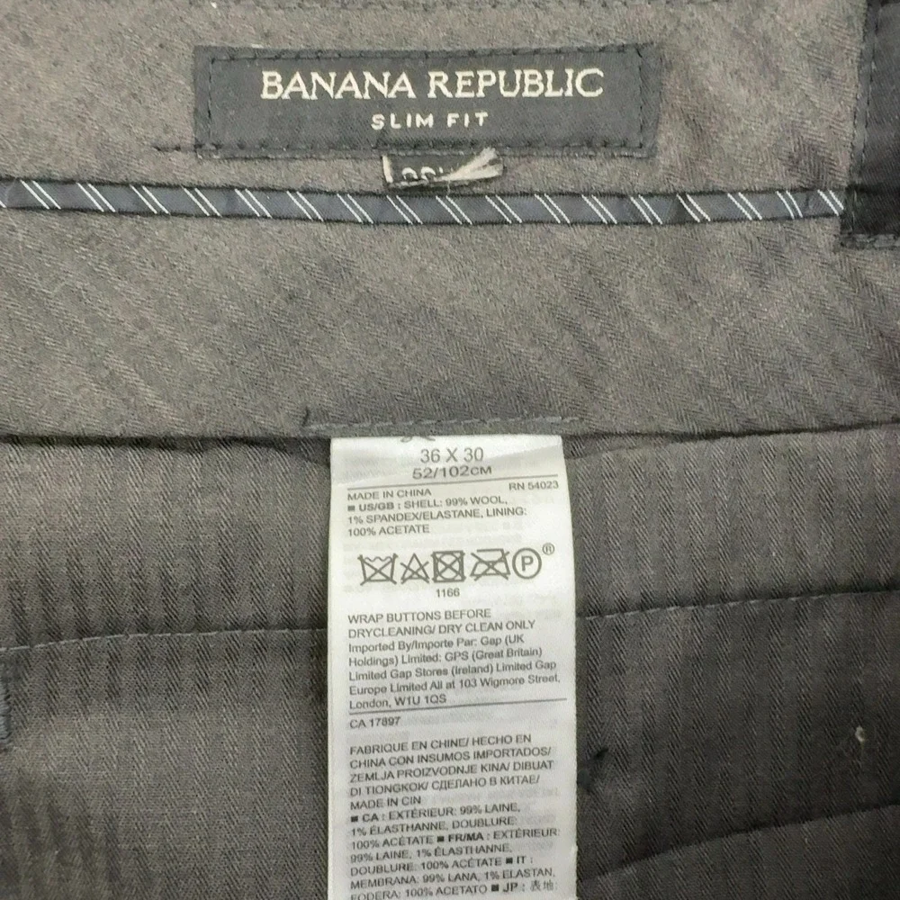 Banana Republic Dress Pants Mens 36 Gray Wool Marzotto Italian Slim Fit Business
